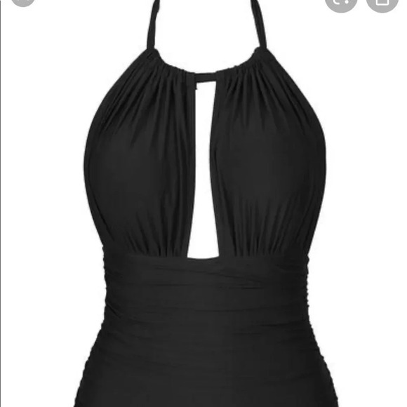 Cupshe Keep Secrets Black Halter One Piece Small - Picture 4 of 5
